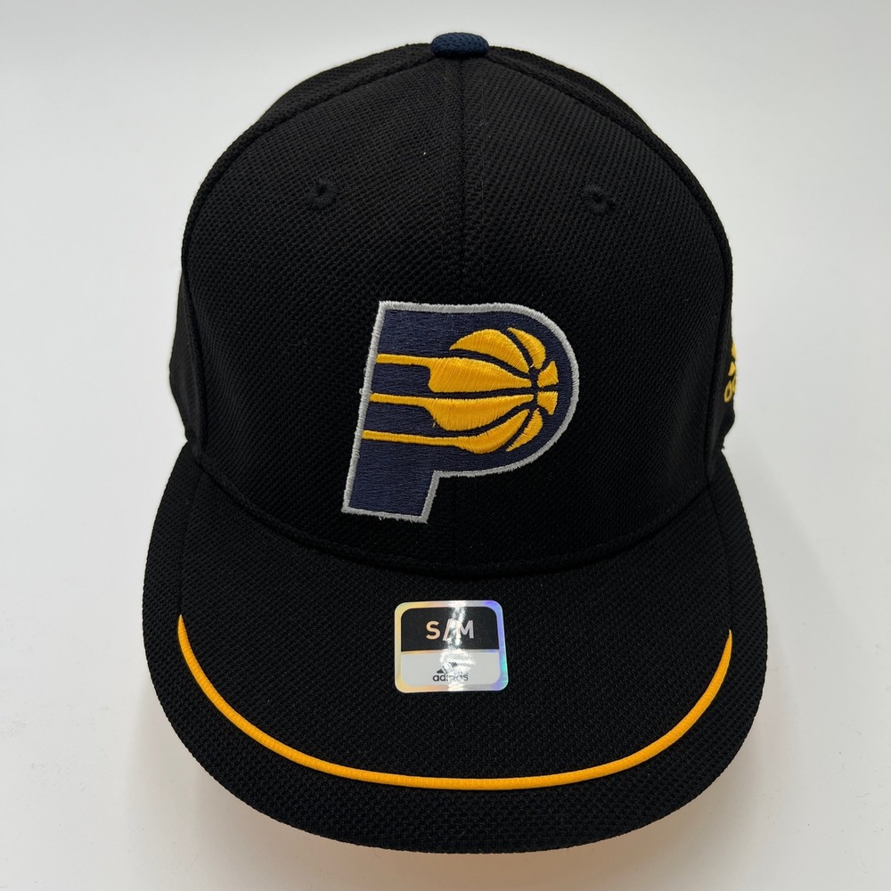 Adidas Indiana Pacers‎ NBA Fitted Hat Black Yellow FitMax 70 Size S/M Cap